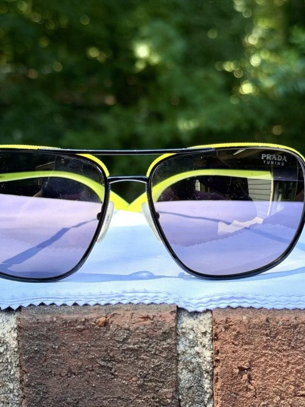 Prada Linea Rossa PS 50YS Sunglasses Matte Black Neon Yellow Aviator 62mm W/ COA